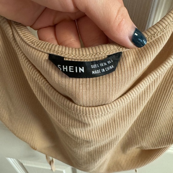 SHEIN Tan Ruched Crop Tank Top - Picture 3 of 4